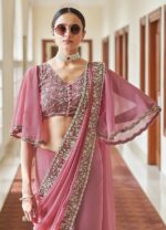 Women's Georgette Embroidery work Saree with Blouse Piece - Image 3